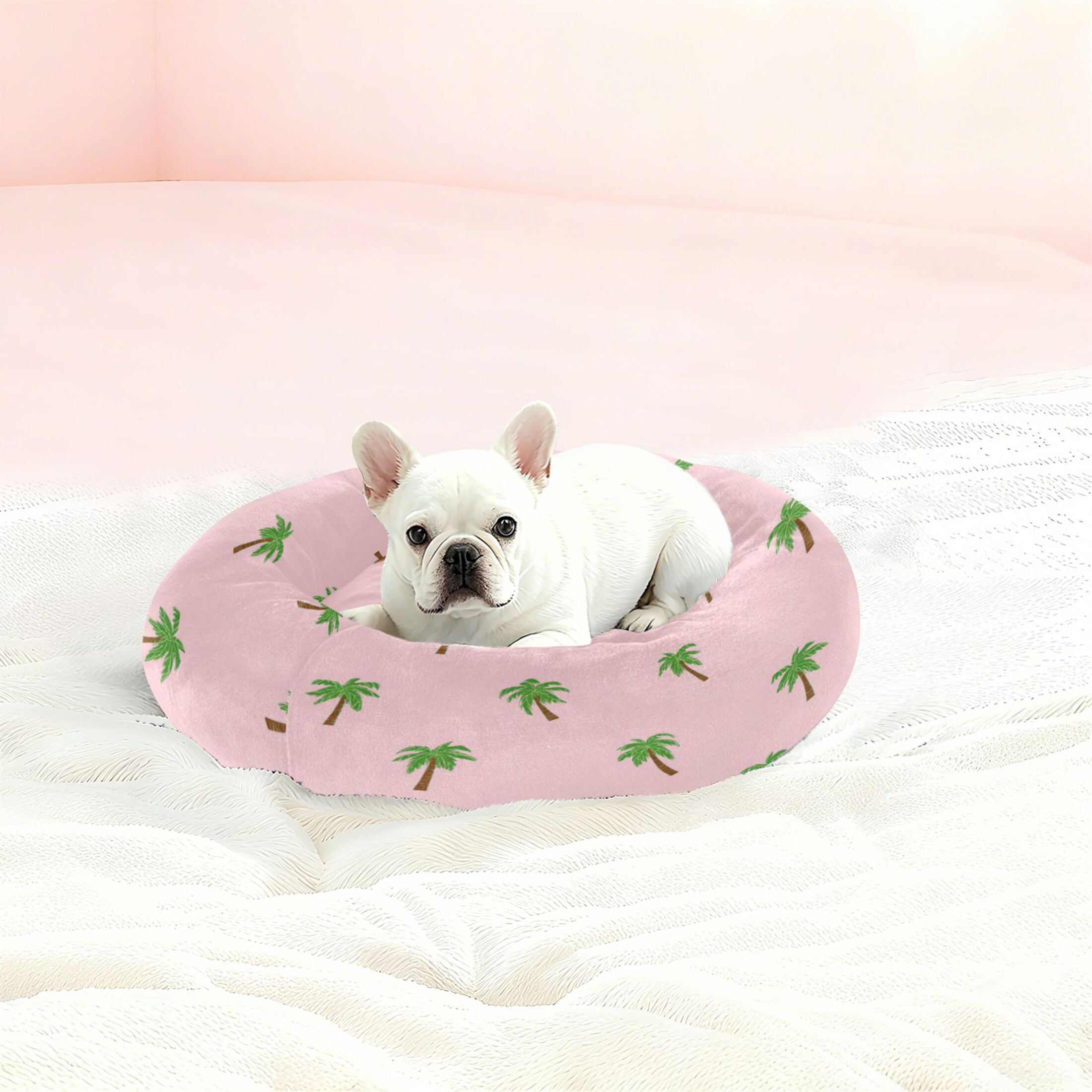 Iauyy Pet Couch Donut Cat Bed for Indoor Cats/Small Dogs Washable & Machine with Non-slip Bottom Calming Cat Furniture, Flat Illustration (M)