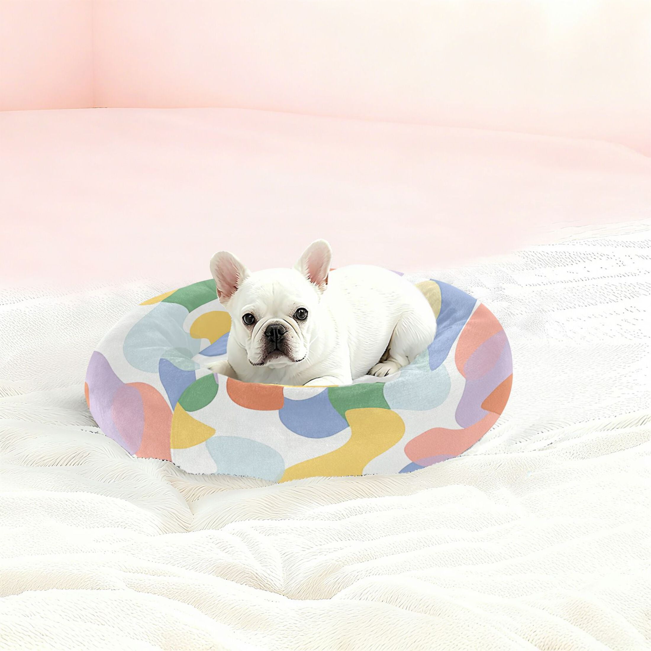 Iauyy Pet Couch Donut Cat Bed for Indoor Cats/Small Dogs Washable & Machine with Non-slip Bottom Calming Cat Furniture, Interesting and Artistic (M)