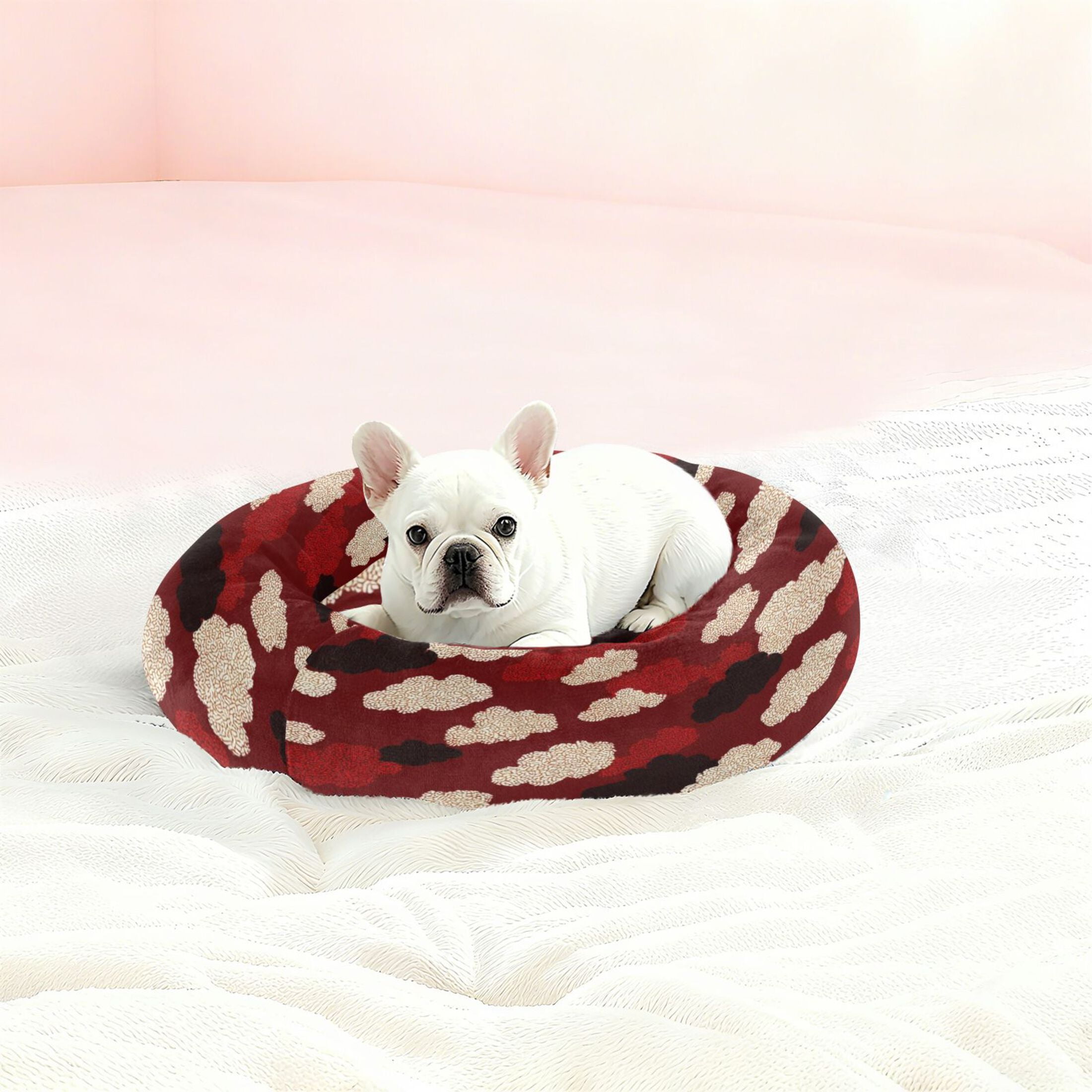 Iauyy Pet Couch Donut Cat Bed for Indoor Cats/Small Dogs Washable & Machine with Non-slip Bottom Calming Cat Furniture, Little Cloud (M)