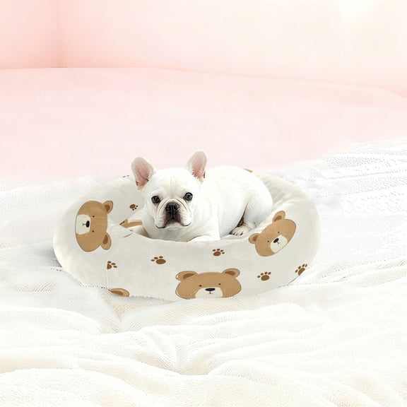 Iauyy Pet Couch Donut Cat Bed for Indoor Cats/Small Dogs Washable & Machine with Non-slip Bottom Calming Cat Furniture, Many Bear (XS)