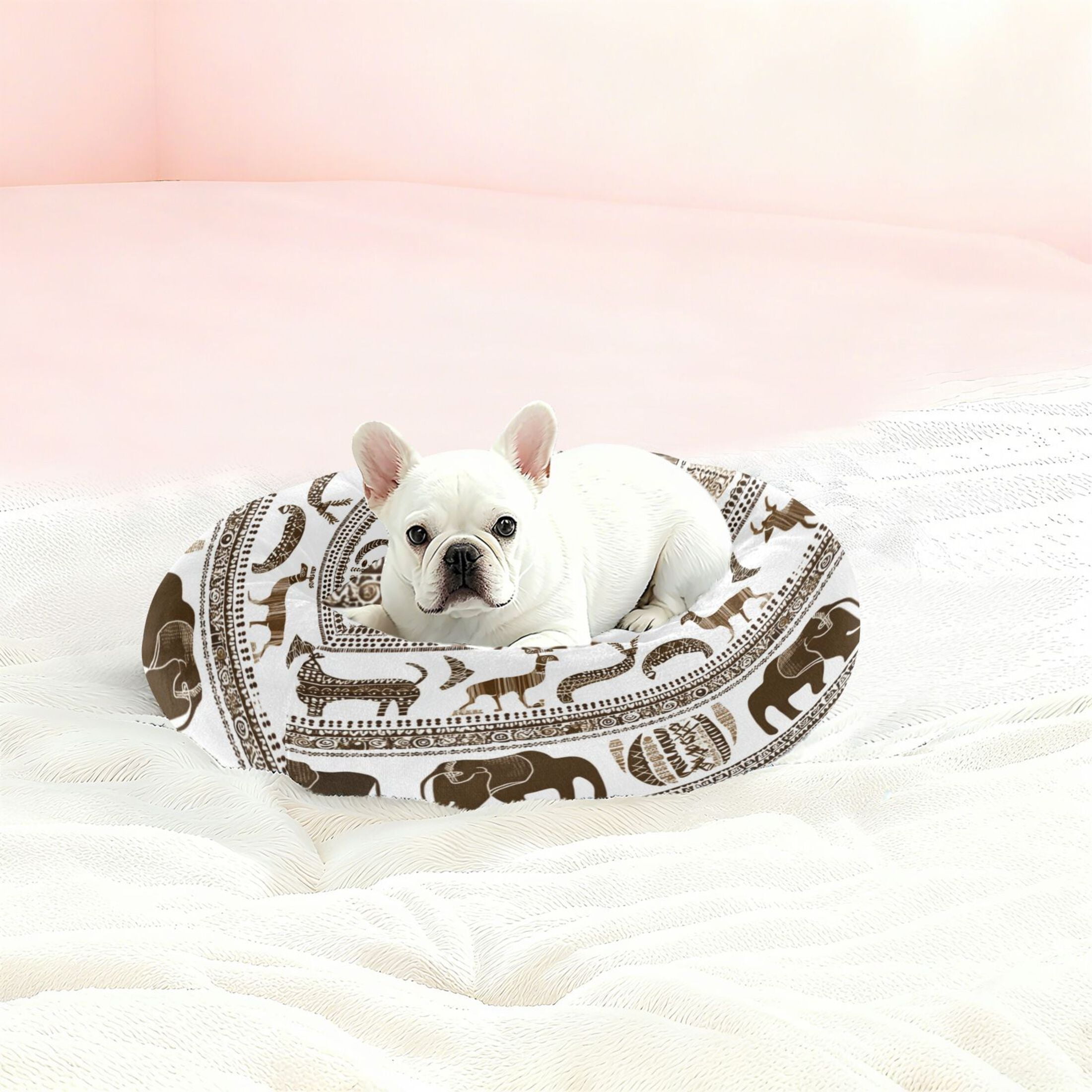 Iauyy Pet Couch Donut Cat Bed for Indoor Cats/Small Dogs Washable & Machine with Non-slip Bottom Calming Cat Furniture, Newt Art Style (M)