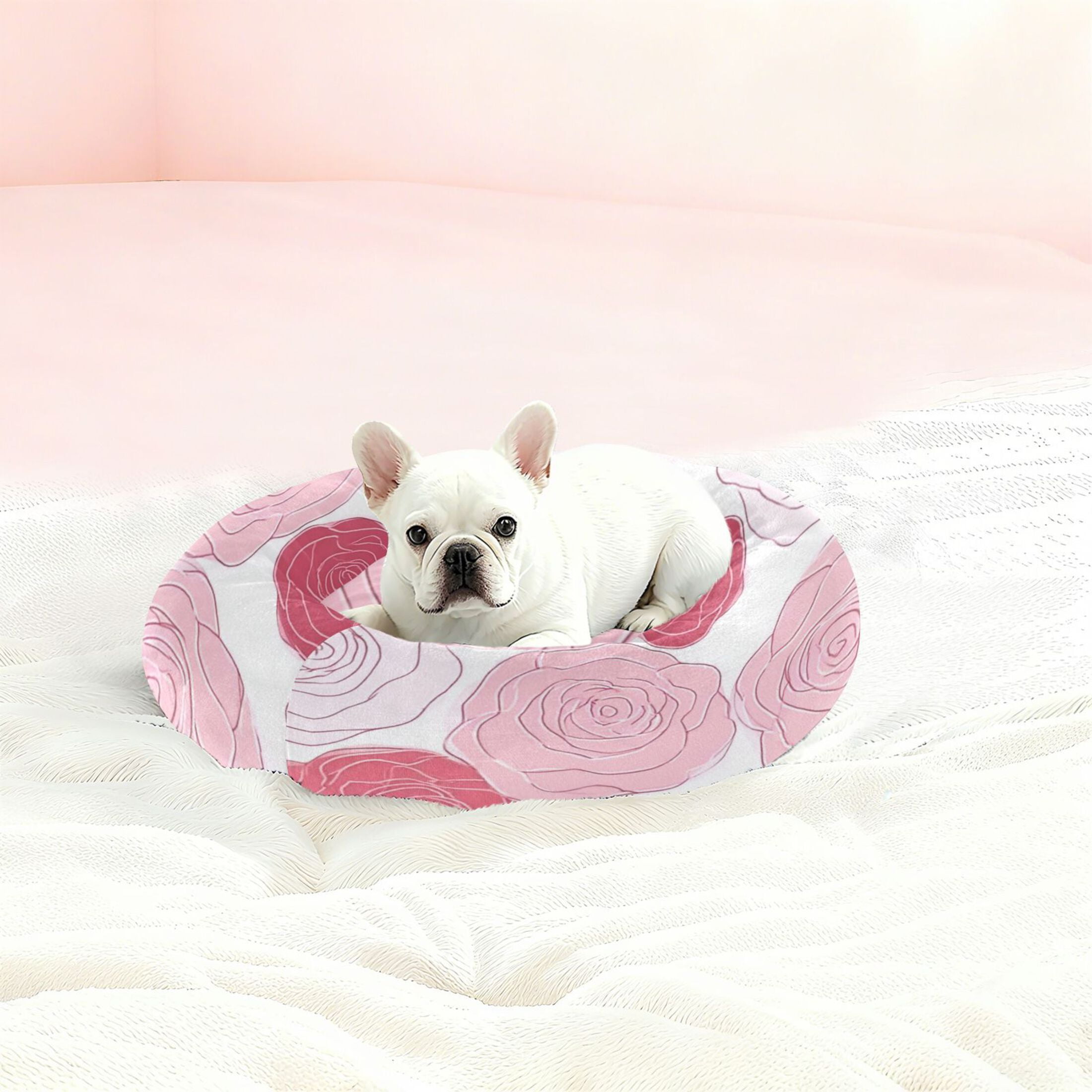 Iauyy Pet Couch Donut Cat Bed for Indoor Cats/Small Dogs Washable & Machine with Non-slip Bottom Calming Cat Furniture, Petal Space (M)