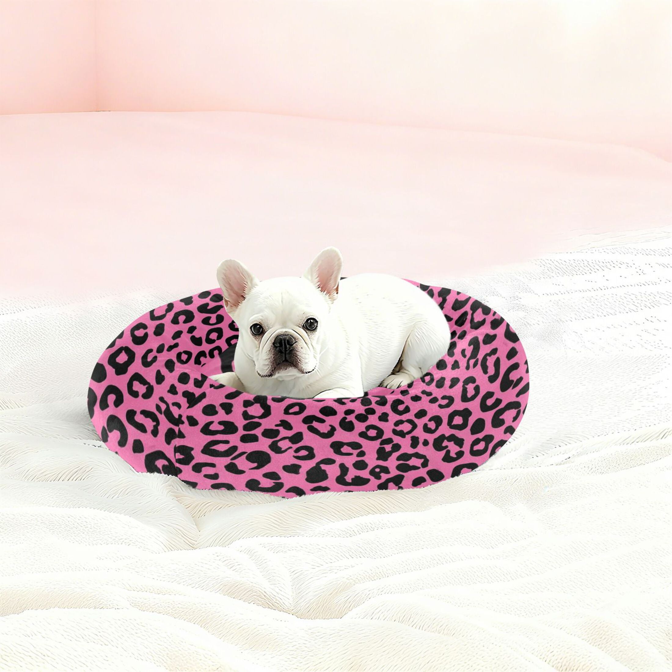 Iauyy Pet Couch Donut Cat Bed for Indoor Cats/Small Dogs Washable & Machine with Non-slip Bottom Calming Cat Furniture, Print Pattern (M)