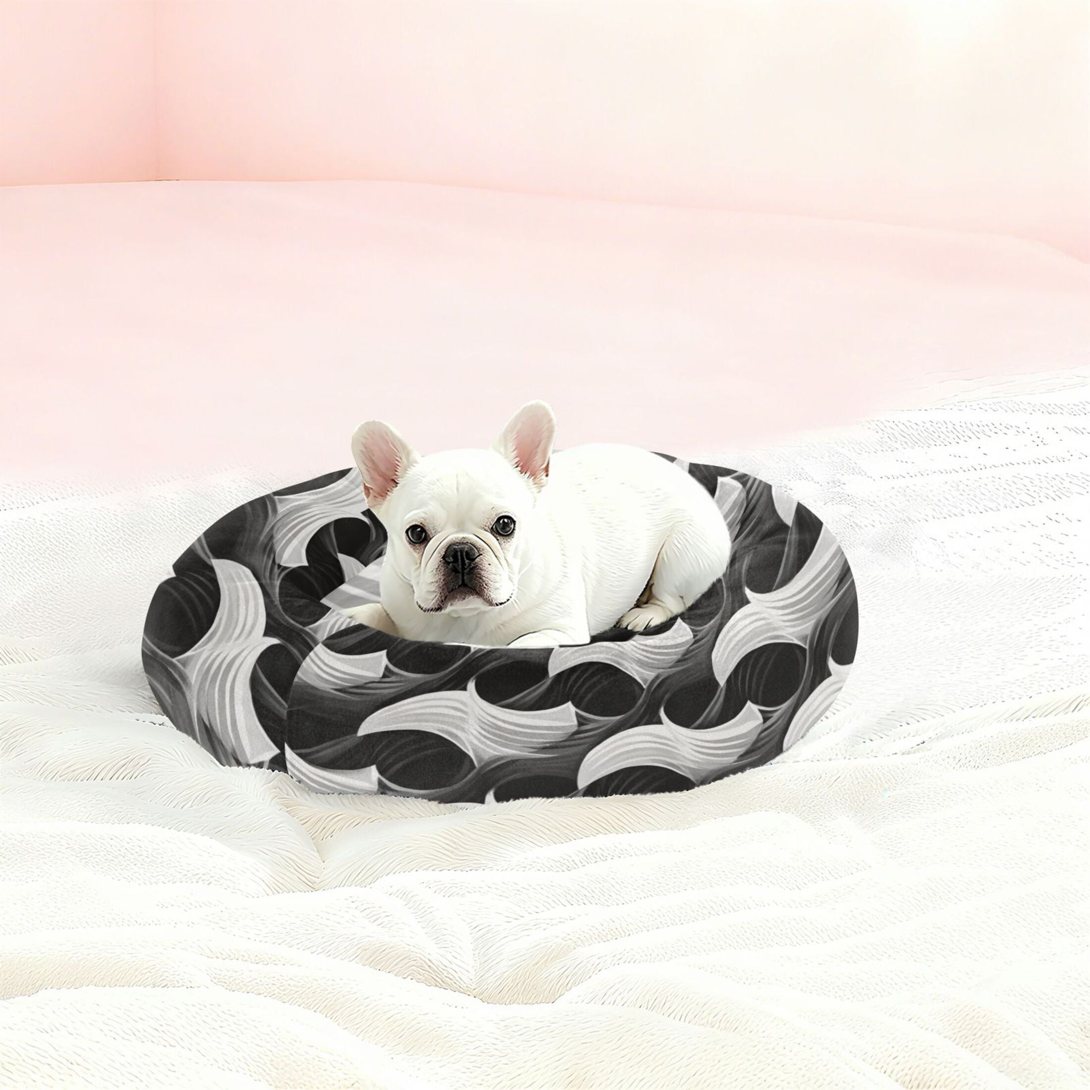 Iauyy Pet Couch Donut Cat Bed for Indoor Cats/Small Dogs Washable & Machine with Non-slip Bottom Calming Cat Furniture, Shapes Overlap Each Other (S)