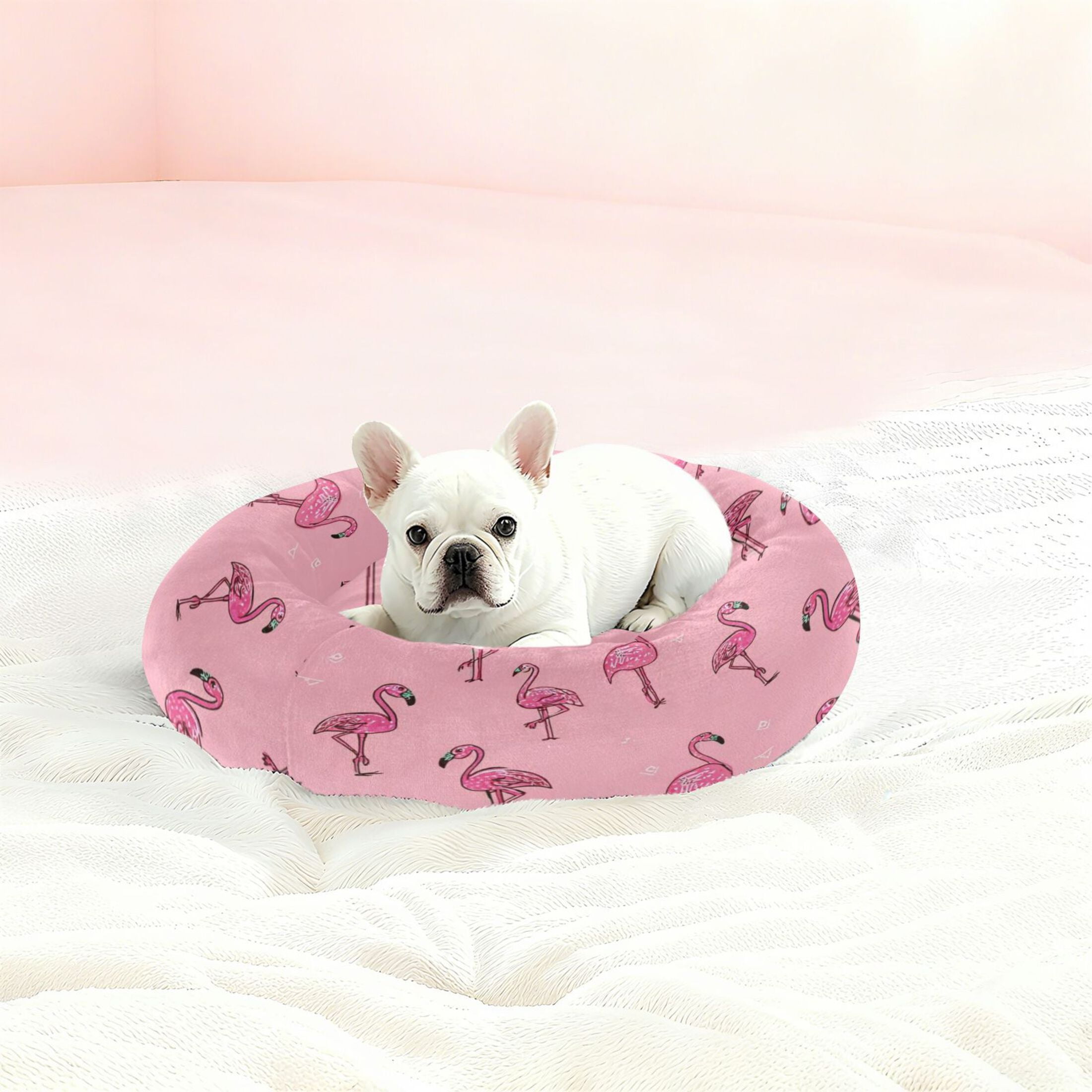 Iauyy Pet Couch Donut Cat Bed for Indoor Cats/Small Dogs Washable & Machine with Non-slip Bottom Calming Cat Furniture, Simplicity and Symmetry (S)