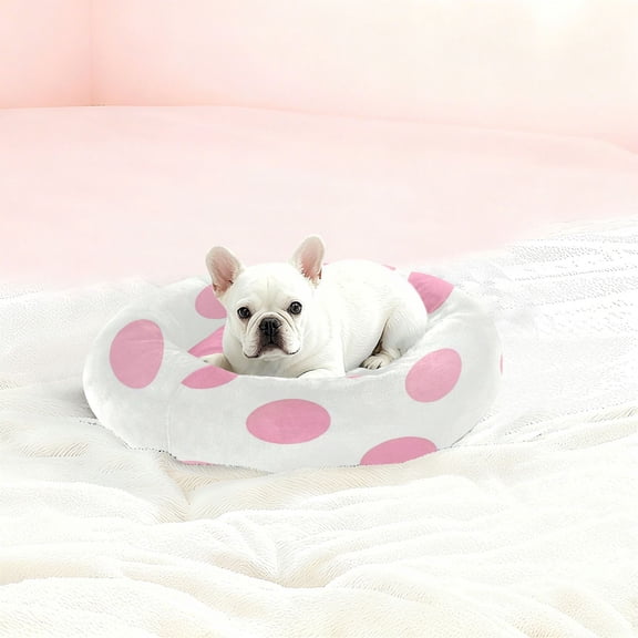 Iauyy Pet Couch Donut Cat Bed for Indoor Cats/Small Dogs Washable & Machine with Non-slip Bottom Calming Cat Furniture, The Pattern Of Dots (XS)