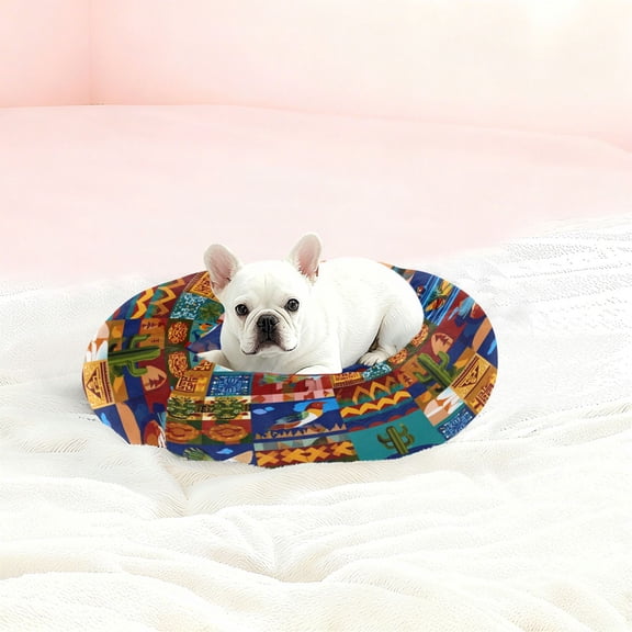 Iauyy Pet Couch Donut Cat Bed for Indoor Cats/Small Dogs Washable & Machine with Non-slip Bottom Calming Cat Furniture, Tribal Patterns (S)