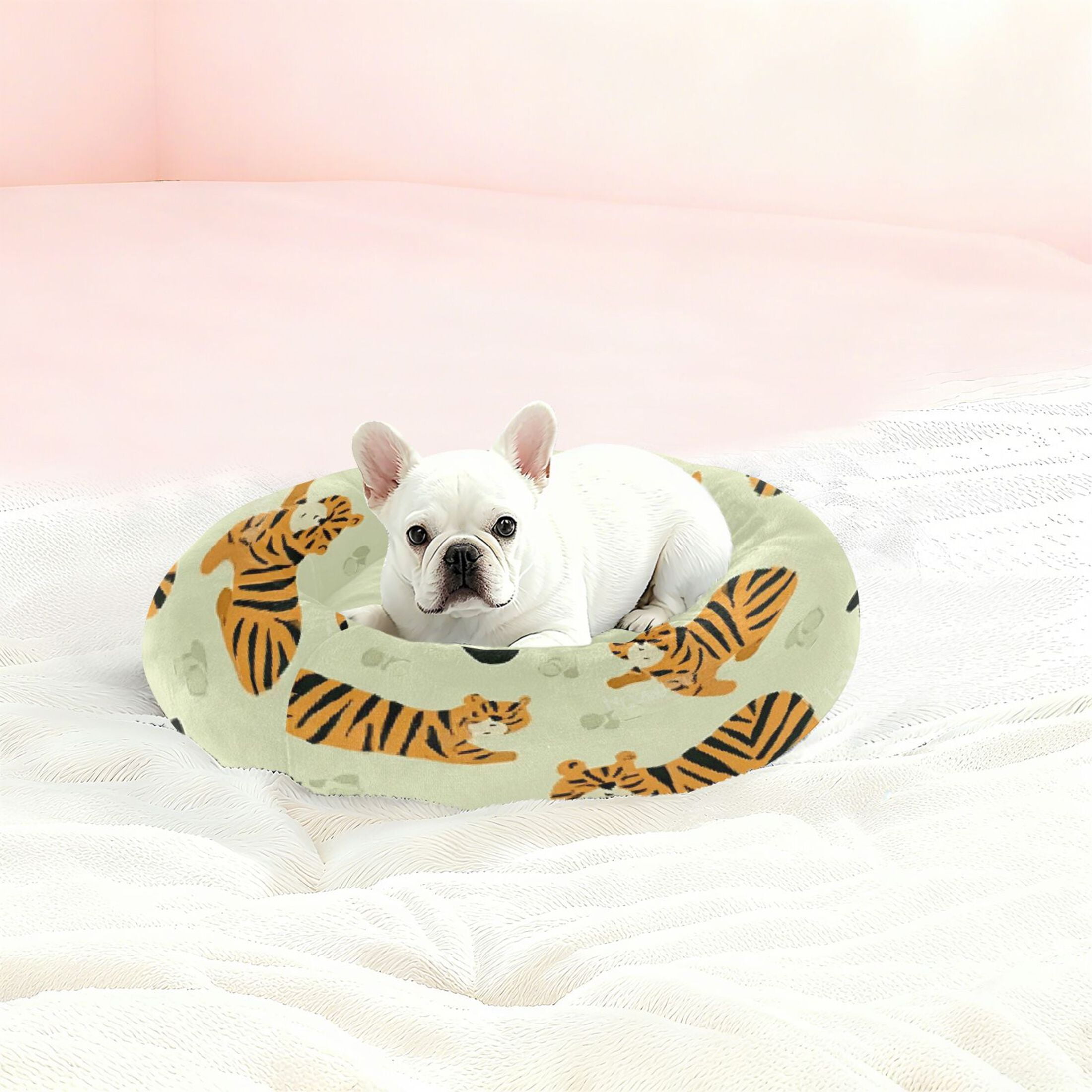 Iauyy Pet Couch Donut Cat Bed for Indoor Cats/Small Dogs Washable & Machine with Non-slip Bottom Calming Cat Furniture, Vivid (M)