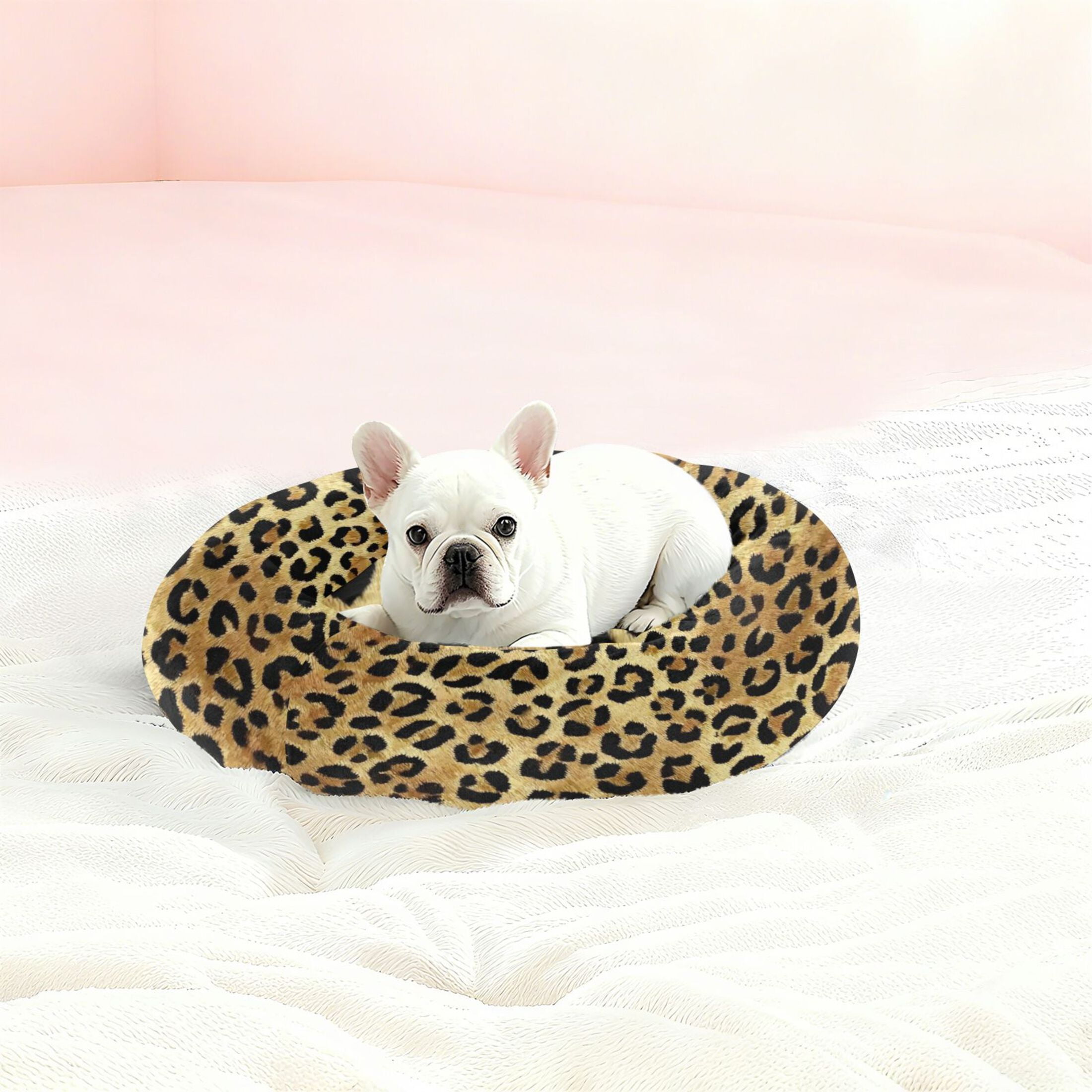 Iauyy Pet Couch Donut Cat Bed for Indoor Cats/Small Dogs Washable & Machine with Non-slip Bottom Calming Cat Furniture, Wild Beauty (M)