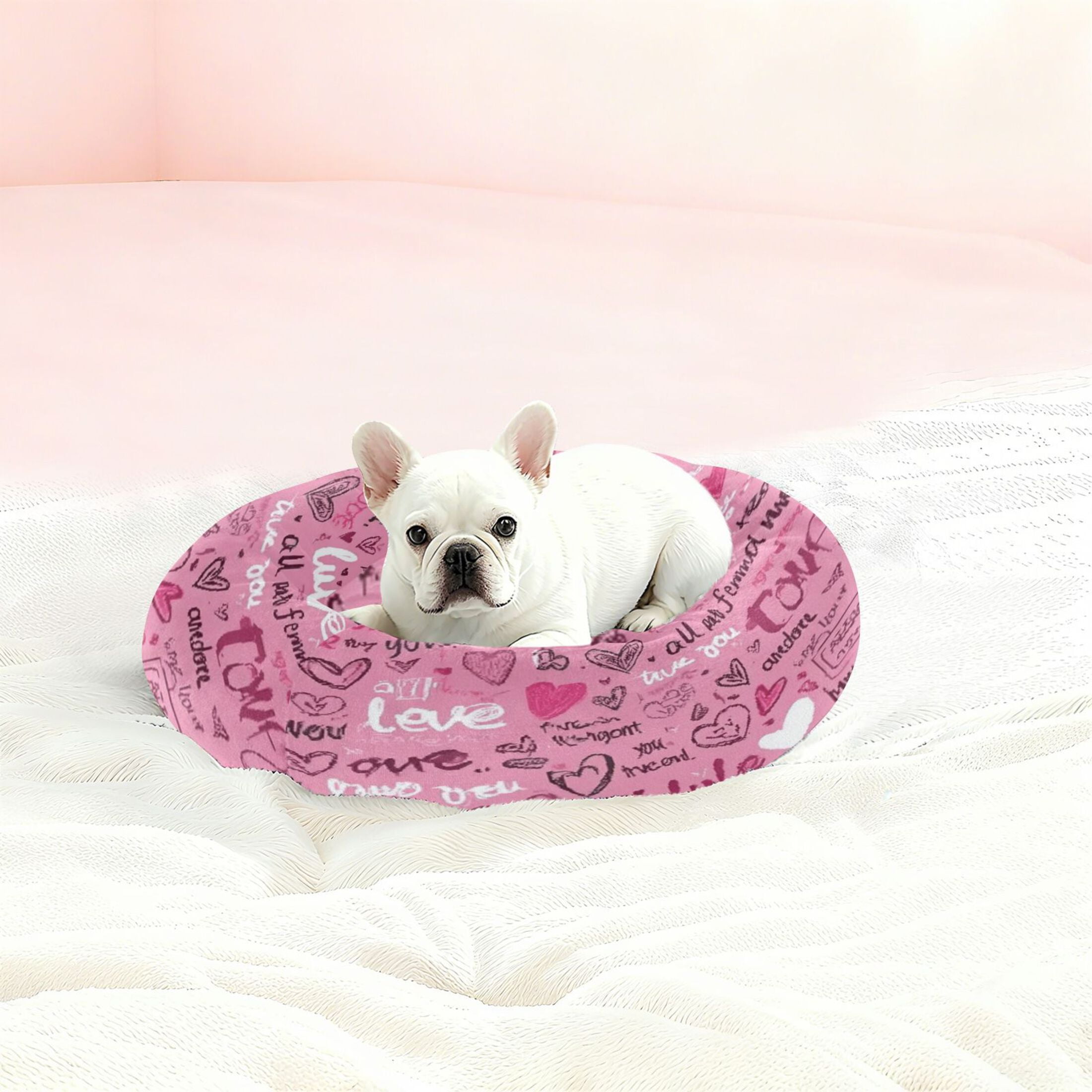 Iauyy Pet Couch Donut Cat Bed for Indoor Cats/Small Dogs Washable & Machine with Non-slip Bottom Calming Cat Furniture, Written in Color (M)