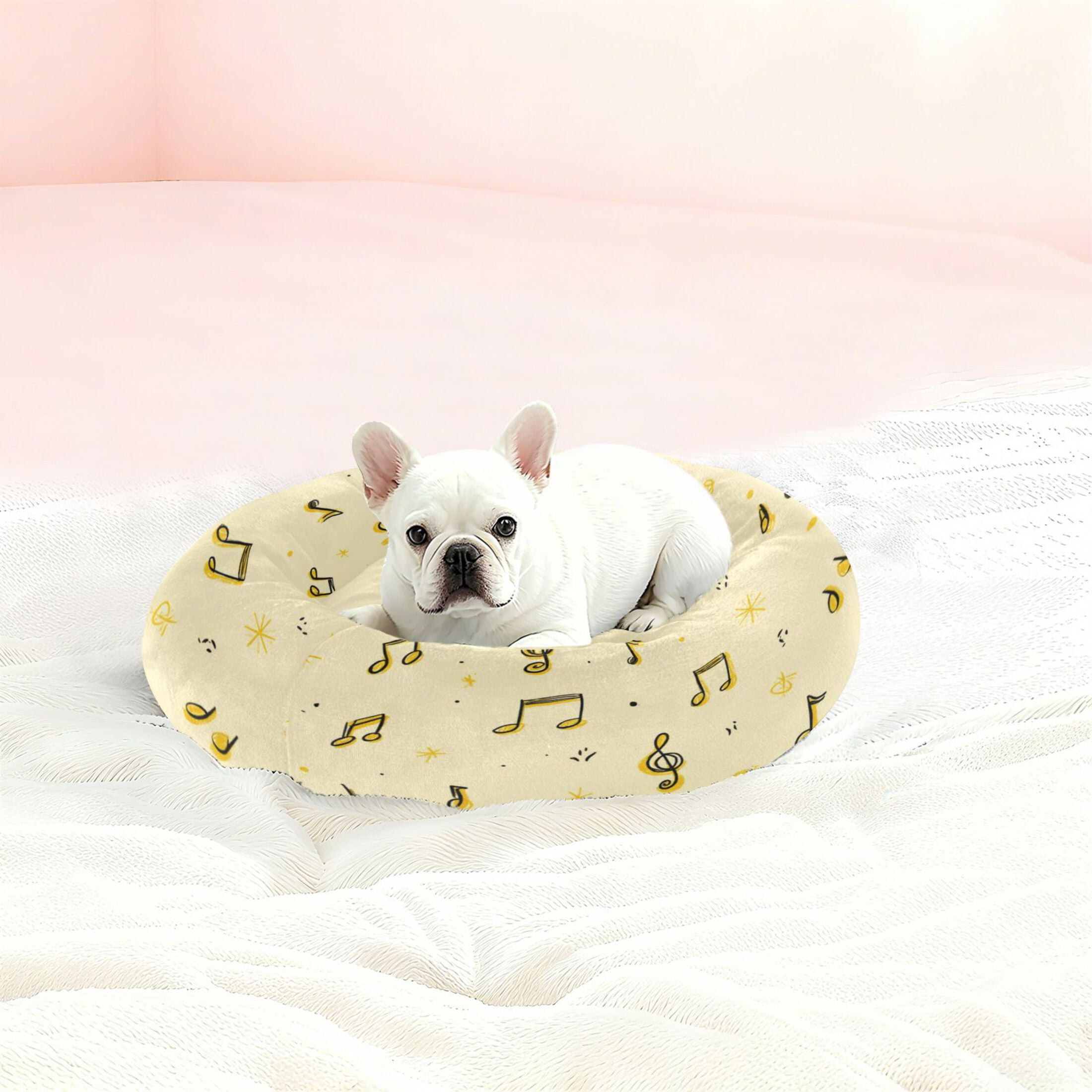 Iauyy Pet Couch Donut Cat Bed for Indoor Cats/Small Dogs Washable & Machine with Non-slip Bottom Calming Cat Furniture, Yellow and Bright (XS)