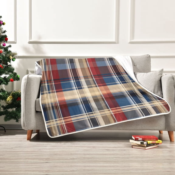 Iauyy Red Checkered Pattern Blanket ,Arctic Wool Throw Blankets All Season Bed Blanket for Couch Sofa Decoration Christmas Gifts 50x60 in