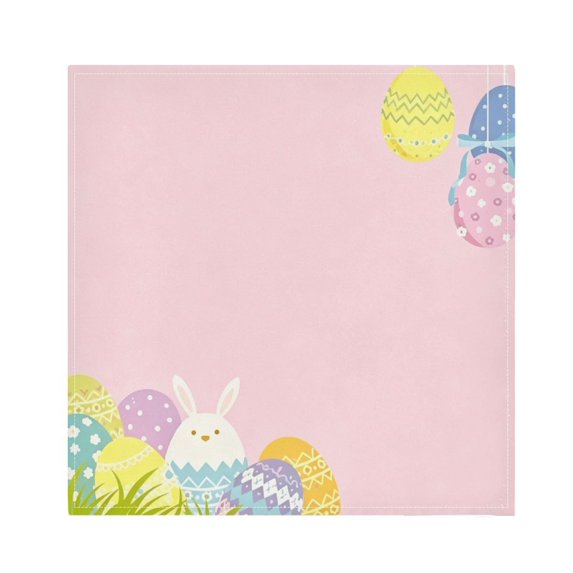 Iauyy Satin Napkins Set of 1- Pink-easter Eggs DIY Printing Decoration Cloth Napkin- Easy Care for Home/Party