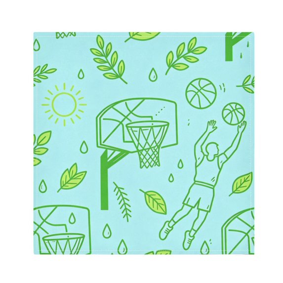 Iauyy Satin Napkins Set of 4- Basketball Pattern 3 DIY Printing Decoration Cloth Napkin- Easy Care for Home/Party