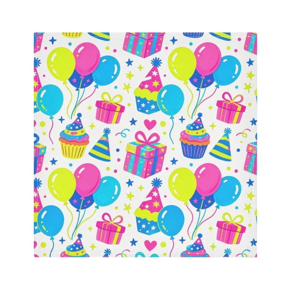 Iauyy Satin Napkins Set of 6- Bright Colorful Birthday Party DIY Printing Decoration Cloth Napkin- Easy Care for Home/Party