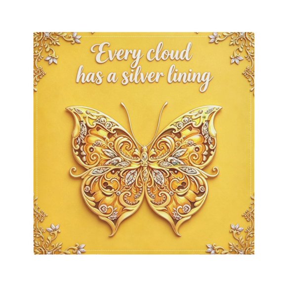 Iauyy Satin Napkins Set of 6- Butterfly- Yellow DIY Printing Decoration Cloth Napkin- Easy Care for Home/Party