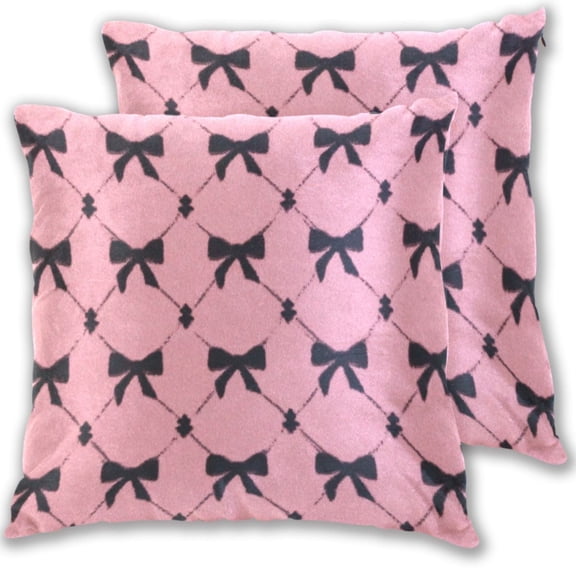Iauyy Spring Couch Pillowcases 16x16 (Set of 2) Cotton fleece Pillow Covers for Bed Sofa Living Room, Diamond-shaped Bow Tie