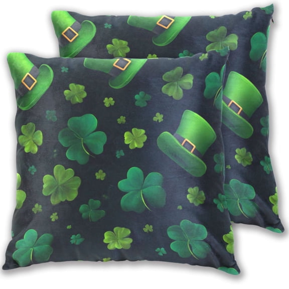 Iauyy Spring Couch Pillowcases 16x16 (Set of 2) Cotton fleece Pillow Covers for Bed Sofa Living Room, Green Hat