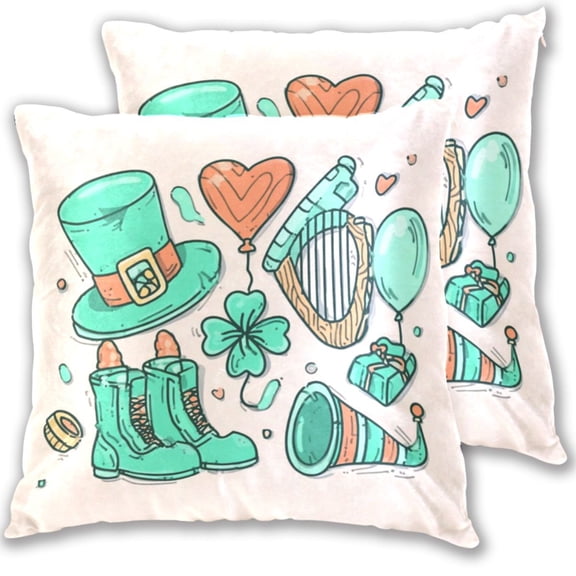 Iauyy Spring Couch Pillowcases 16x16 (Set of 2) Cotton fleece Pillow Covers for Bed Sofa Living Room, Irish Hat