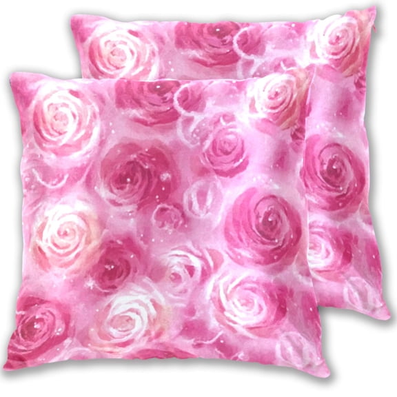 Iauyy Spring Couch Pillowcases 16x16 (Set of 2) Cotton fleece Pillow Covers for Bed Sofa Living Room, Rose Background
