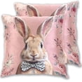 thumbnail image 1 of Iauyy Spring Couch Pillowcases 20x20 (Set of 2) Cotton fleece Pillow Covers for Bed Sofa Living Room, The Big-eared Rabbit, 1 of 6