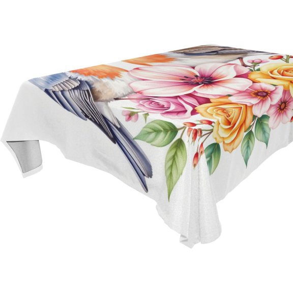 Iauyy Square Tablecloth 54"x54" Wrinkle & Heat Resistant Picnic Table Cover for Dining Kitchen,Floral Robin Printed