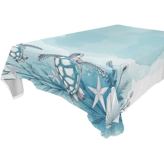 Iauyy Square Tablecloth 54"x54" Wrinkle & Heat Resistant Picnic Table Cover for Dining Kitchen,Sea Turtle Printed