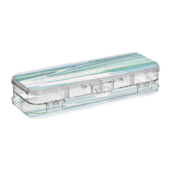 Iauyy Stackable Clear Pencil Box with Snap-Tight Lid, Large Capacity Plastic Storage Organizer for Pencils, Markers, Crayons ,Abstract Ocean Landscape