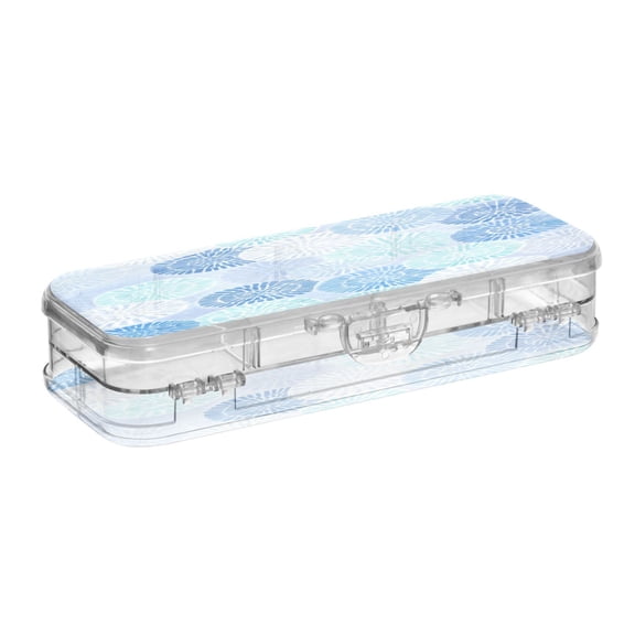 Iauyy Stackable Clear Pencil Box with Snap-Tight Lid, Large Capacity Plastic Storage Organizer for Pencils, Markers, Crayons ,Japanese Circular Pattern