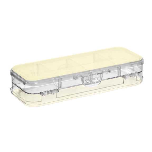 Iauyy Stackable Clear Pencil Box with Snap-Tight Lid, Large Capacity Plastic Storage Organizer for Pencils, Markers, Crayons ,Broad Pale Yellow