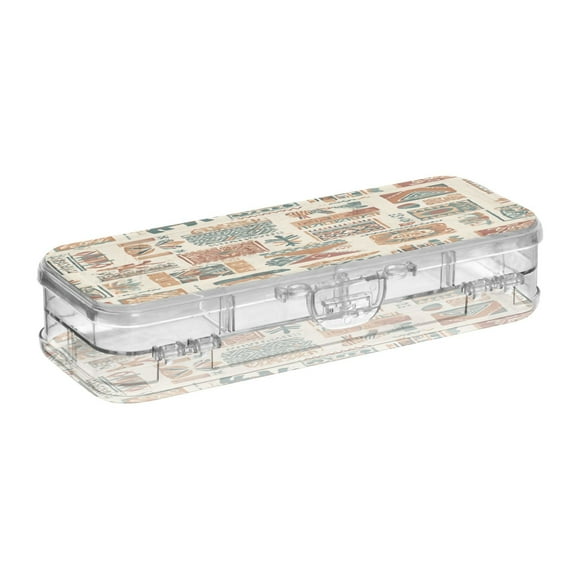 Iauyy Stackable Clear Pencil Box with Snap-Tight Lid, Large Capacity Plastic Storage Organizer for Pencils, Markers, Crayons ,Frog Illustration