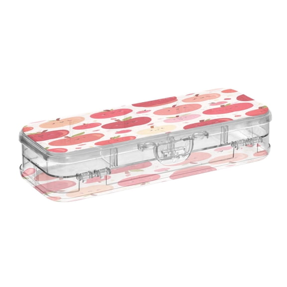 Iauyy Stackable Clear Pencil Box with Snap-Tight Lid, Large Capacity Plastic Storage Organizer for Pencils, Markers, Crayons ,Red Cartoon