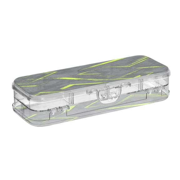 Iauyy Stackable Clear Pencil Box with Snap-Tight Lid, Large Capacity Plastic Storage Organizer for Pencils, Markers, Crayons ,The Neon Yellow Accents