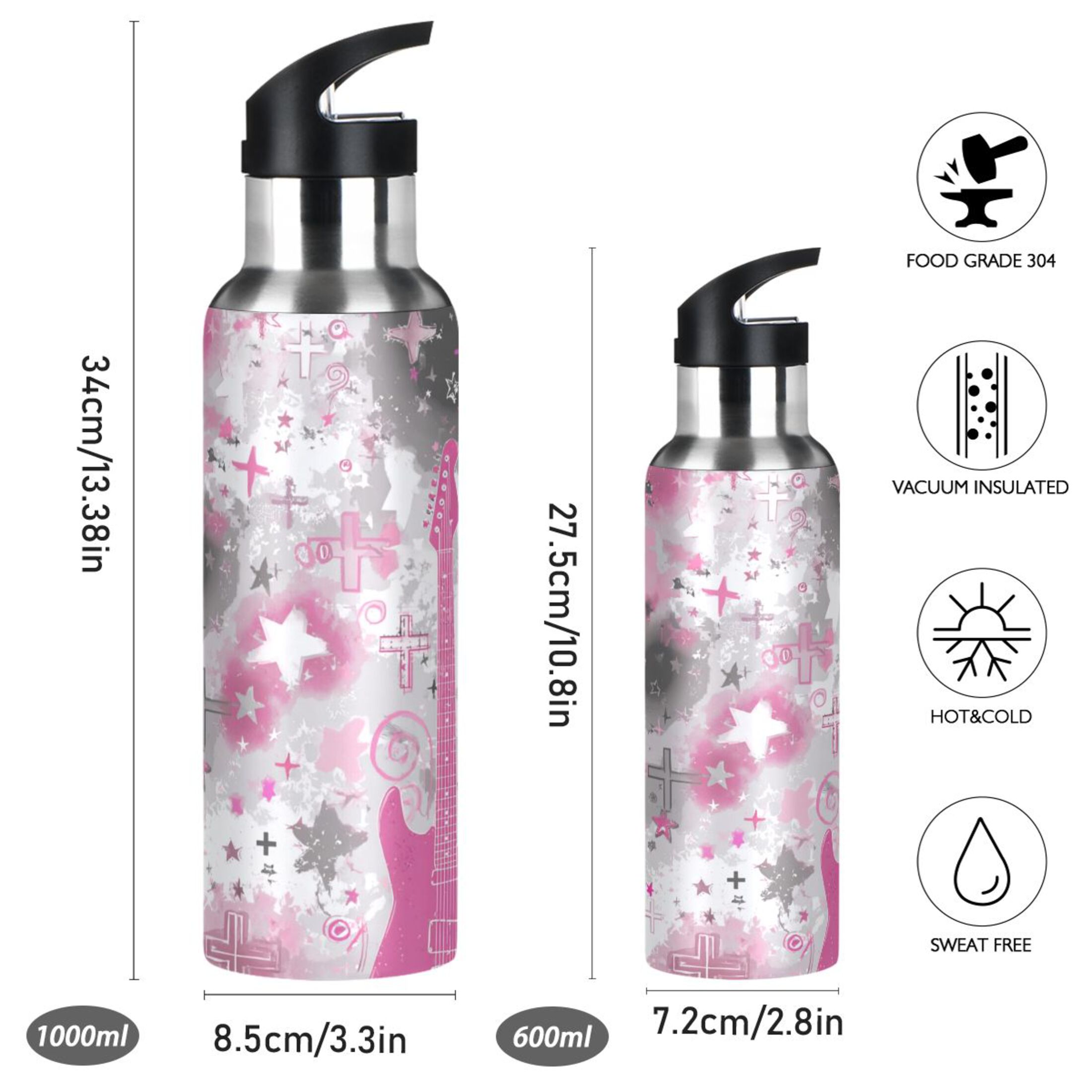 Iauyy Stainless Steel Double-Wall Vacuum Insulated Water Bottle with ...