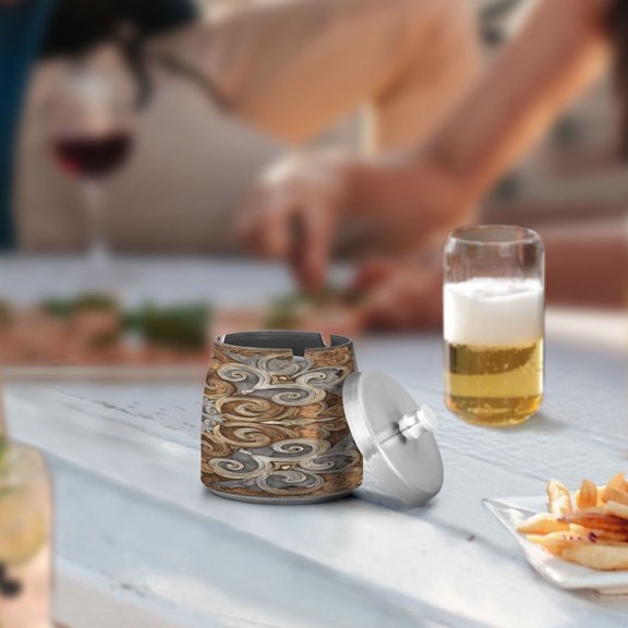 Iauyy Stainless Steel Home Ashtrays -Odor-Free Cigar Smokeless Ashtray Unique Christmas Gifts for Men Car Office Indoor Outdoor 3.543.46in,Ancient Stone Art