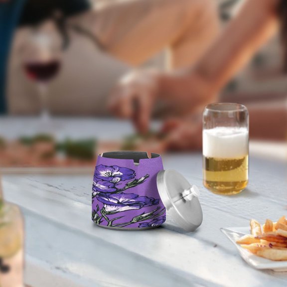 Iauyy Large Metal Ashtray with Lid - Outdoor & Indoor Patio Car Use Smokeless Wind Resistant 3.543.46in,Bellflower