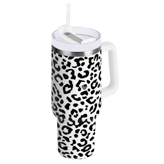 Iauyy Stainless Steel Insulated Tumblers , 40oz/30oz Handle BPA-Free, 8Hour Hot/ 4Hour Cold for Travel Sports Outdoor Camping，Littrer Black and White Style