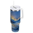 thumbnail image 1 of Iauyy Stainless Steel Insulated Tumblers , 40oz/30oz Handle BPA-Free, 8Hour Hot/ 4Hour Cold for Travel Sports Outdoor Camping，Blue Gold Glitter Art, 1 of 9