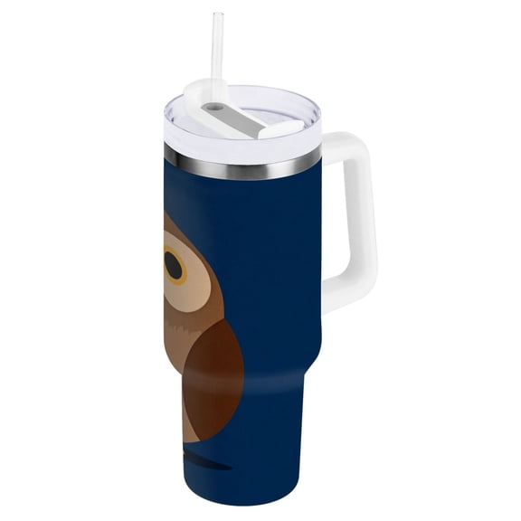 Iauyy Stainless Steel Insulated Tumblers , 40oz/30oz Handle BPA-Free, 8Hour Hot/ 4Hour Cold for Travel Sports Outdoor Camping,Brown Owl