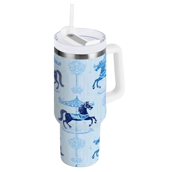 Iauyy Stainless Steel Insulated Tumblers , 40oz/30oz Handle BPA-Free, 8Hour Hot/ 4Hour Cold for Travel Sports Outdoor Camping，Carousal