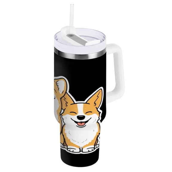 Iauyy Stainless Steel Insulated Tumblers , 40oz/30oz Handle BPA-Free, 8Hour Hot/ 4Hour Cold for Travel Sports Outdoor Camping，Puppy
