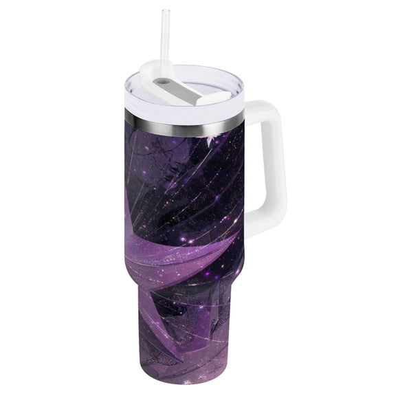 Iauyy Stainless Steel Insulated Tumblers , 40oz/30oz Handle, 8Hour Hot/ 4Hour Cold for Travel Sports Outdoor Camping，Shining Lines
