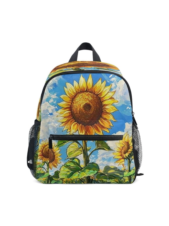 Sunny Blooms Design Backpack for Girls/Boys with Name Tag—Front-closure buttons for ages 3–8year