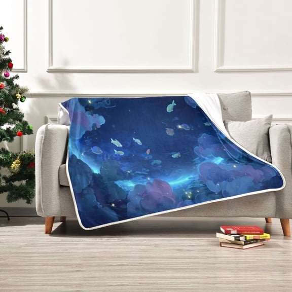 Iauyy Swim in The Magical Night Sky Blanket ,Arctic Wool Throw Blankets All Season Bed Blanket for Couch Sofa Decoration Christmas Gifts 50x60 in
