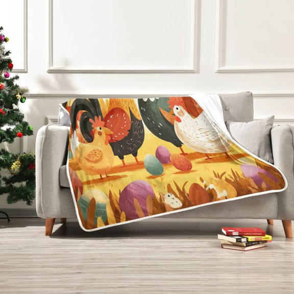 Iauyy The Chicken and The Egg Blanket ,Arctic Wool Throw Blankets All Season Bed Blanket for Couch Sofa Decoration Christmas Gifts 50x60 in