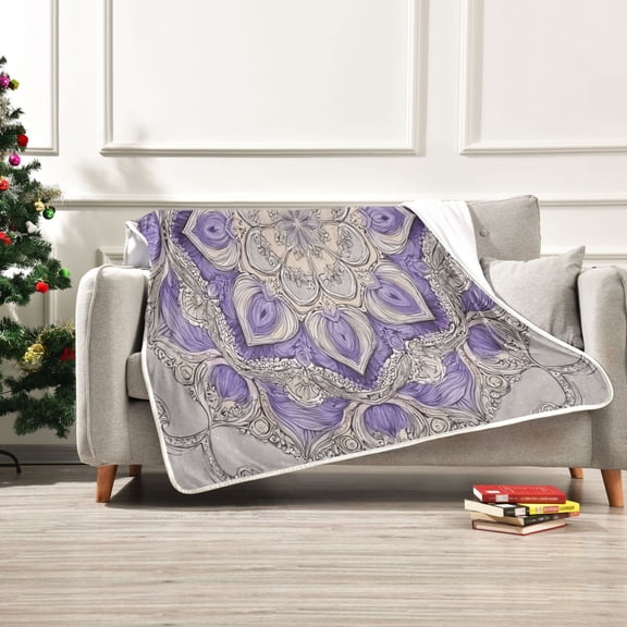 Iauyy Traditional Mandala Patterns Blanket ,Arctic Wool Throw Blankets All Season Bed Blanket for Couch Sofa Decoration Christmas Gifts 50x60 in