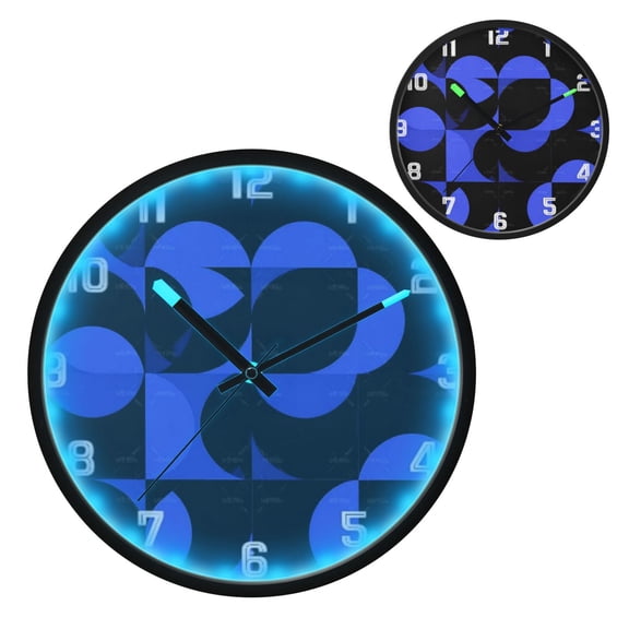 Iauyy Vintage Battery Sunrise Clock Wall Clock 12 inch Fashion Bedroom/Biathroom Lighted Wall Clock for Kitchen Clocks Blue and Yellow Alternating Pattern