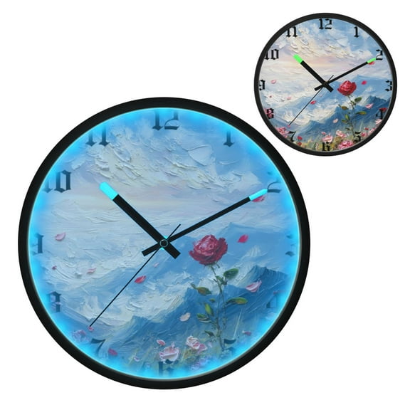 Iauyy Vintage Battery Sunrise Clock Wall Clock 12 inch Fashion Bedroom/Biathroom Lighted Wall Clock for Kitchen Clocks Dancing in The Wind