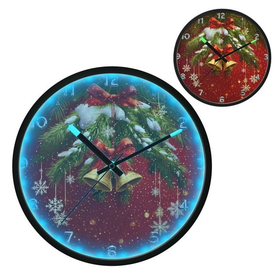 Iauyy Vintage Battery Sunrise Clock Wall Clock 12 inch Fashion Bedroom/Biathroom Lighted Wall Clock for Kitchen Clocks Deep Red Tone