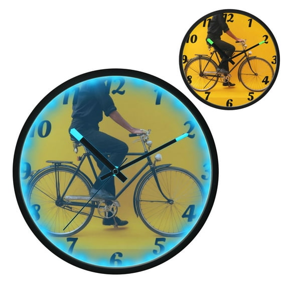 Iauyy Vintage Battery Sunrise Clock Wall Clock 12 inch Fashion Bedroom/Biathroom Lighted Wall Clock for Kitchen Clocks Funny Design Patterns